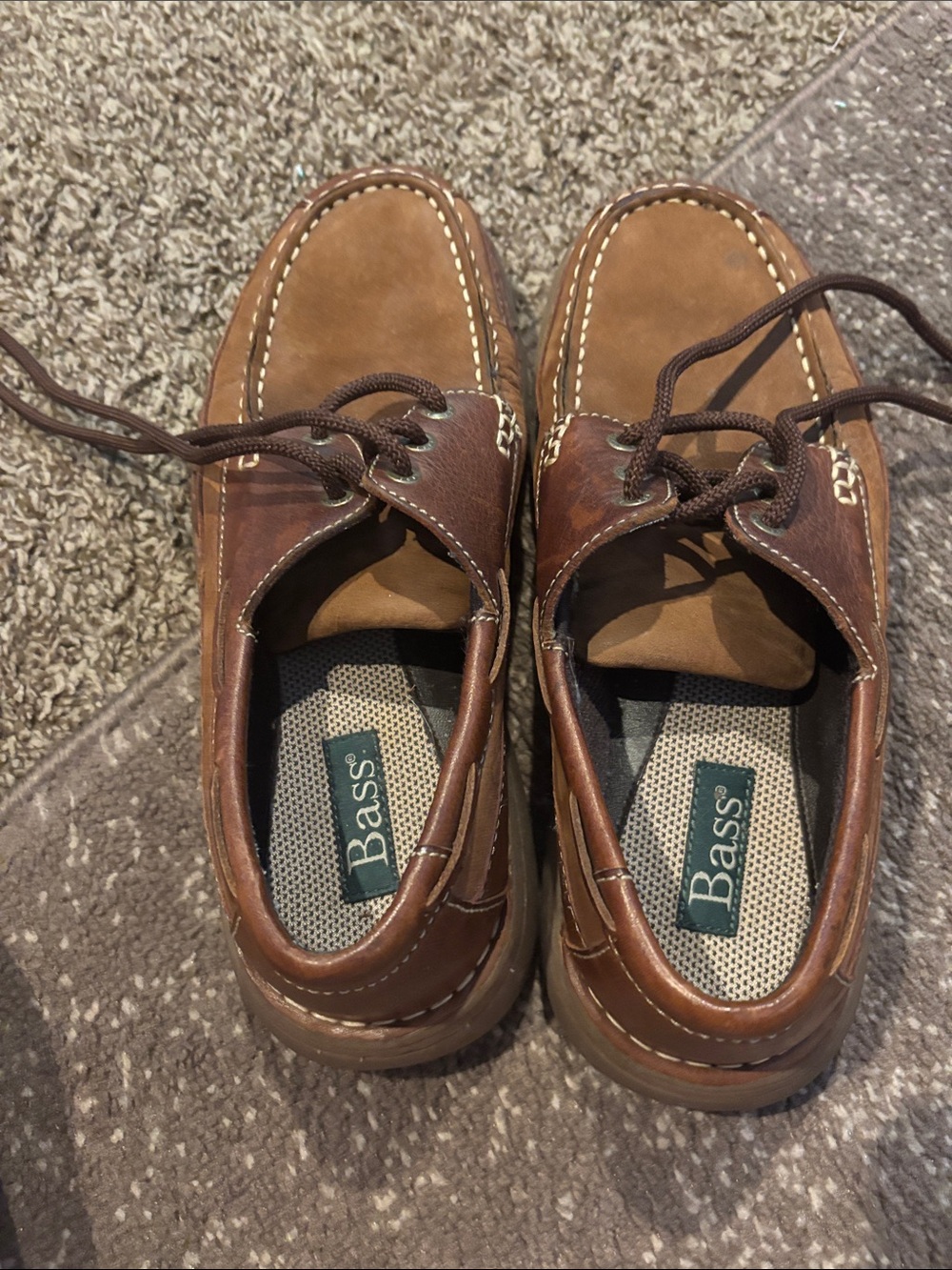 Bass Men’s Brown Leather Lace-Up Boat Shoes